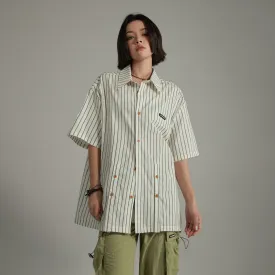 Striped Loose-Fit Button Up Shirt