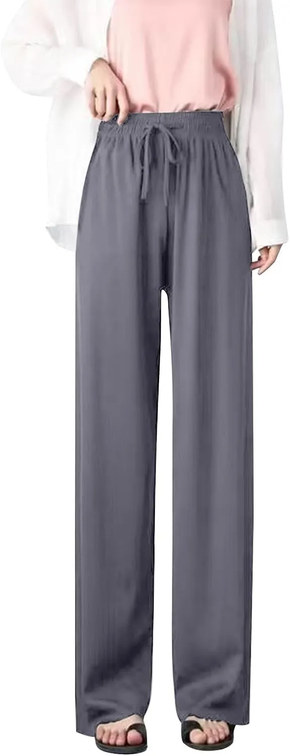 Summer Pants for Women Lightweight Straight Leg Workout Pants Casual Loose Work Gym Athletic Joggers with Pockets