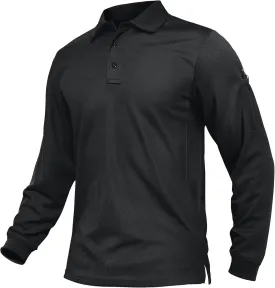 TACVASEN Men's Polo Shirts Long Sleeve Quick Dry Shirt Performance Tactical Shirts Golf Shirt Casual Outdoor Work Shirt