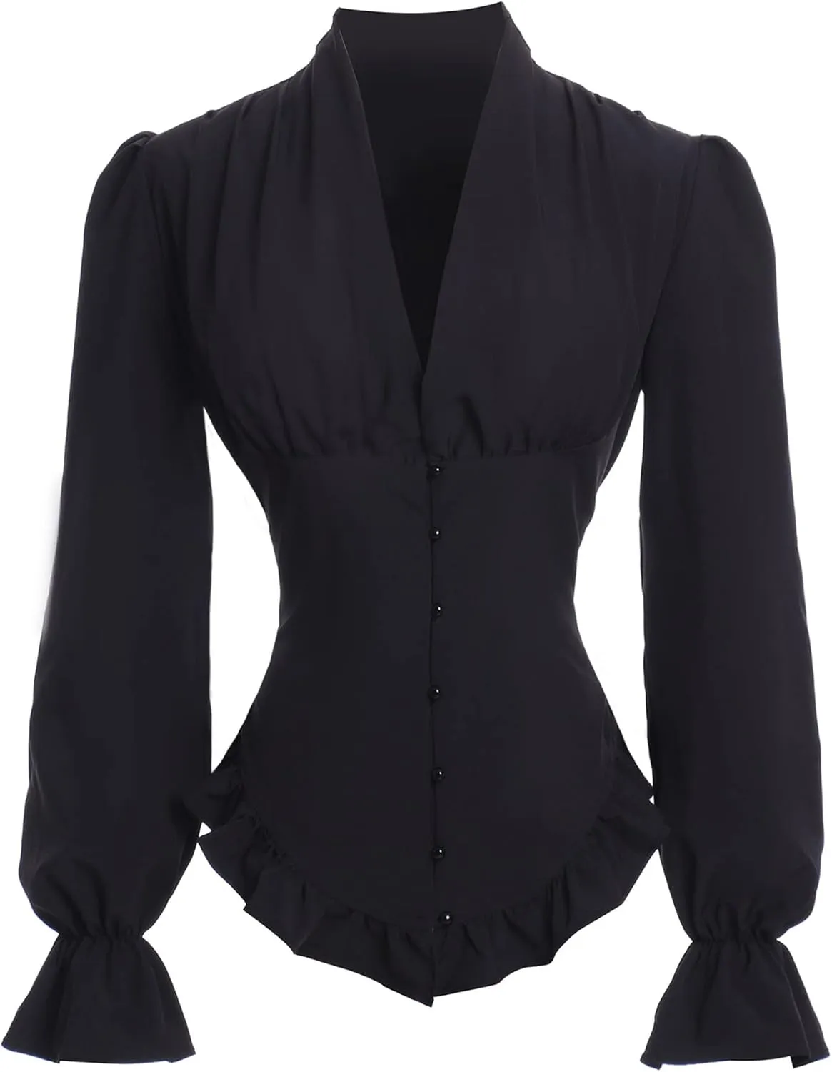 Victorian Blouse for Women Vintage Ruffle Long Sleeves Shirt Tops