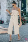 Wedding Guests / Ruffled Strapless Wide Leg Jumpsuit