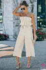 Wedding Guests / Ruffled Strapless Wide Leg Jumpsuit