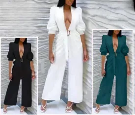 Wide leg open check jumpsuit.