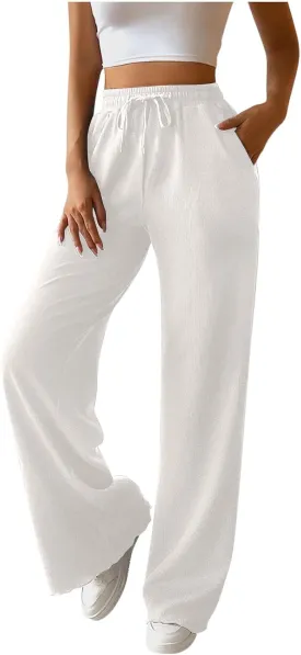 Women Loose Fit Pants Pants for Women High Cut Flare Wide Leg Basic Long Bootcut Leg Fall Summer Pants 2024