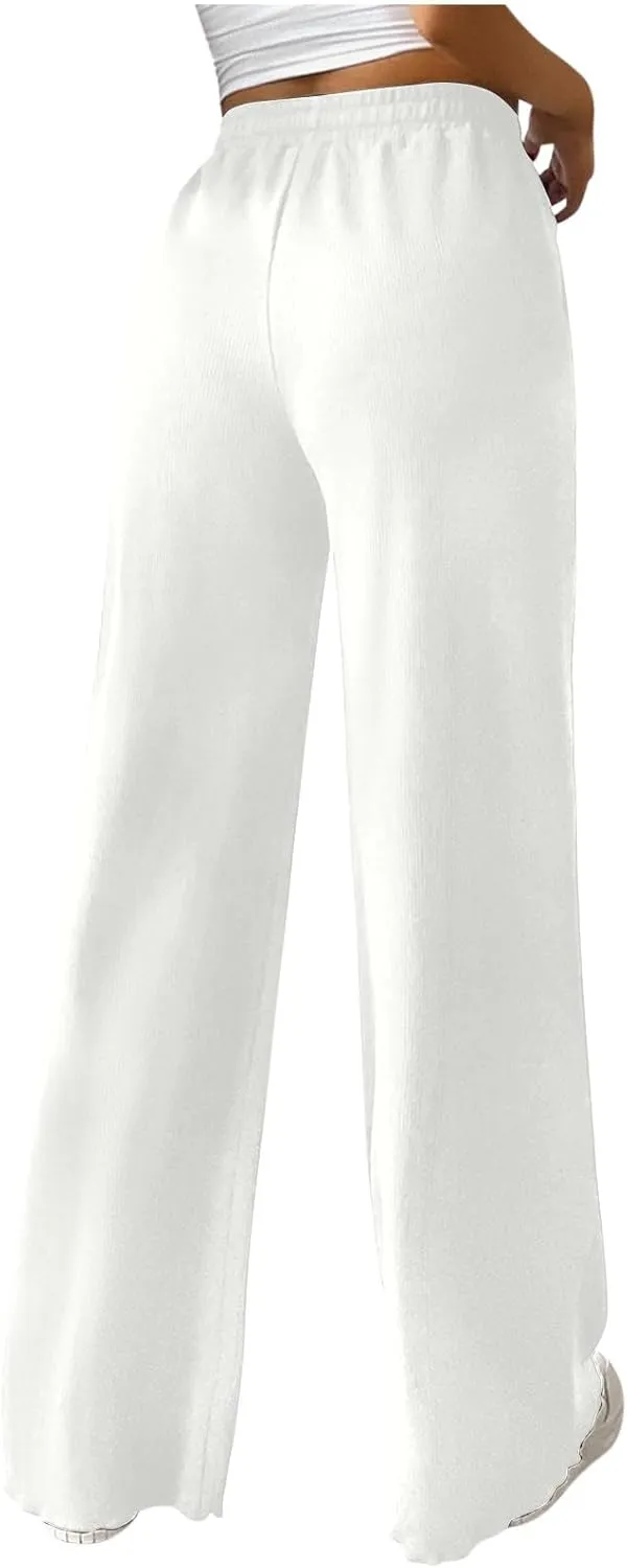 Women Loose Fit Pants Pants for Women High Cut Flare Wide Leg Basic Long Bootcut Leg Fall Summer Pants 2024