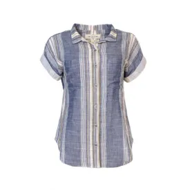 Womens Short-sleeved Double-sided Striped Shirt