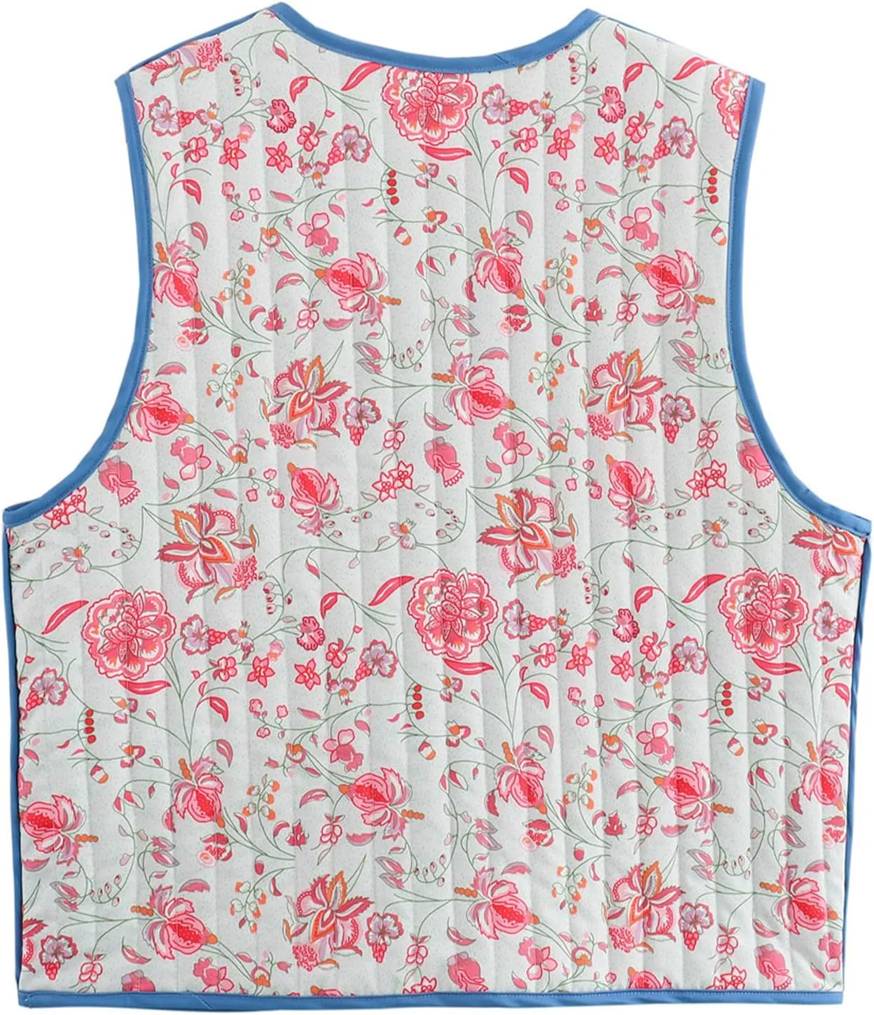 Women's Women's Floral Quilted Puffer Vest Lightweight Sleeveless Open Front Cropped Padded Outwear Vest